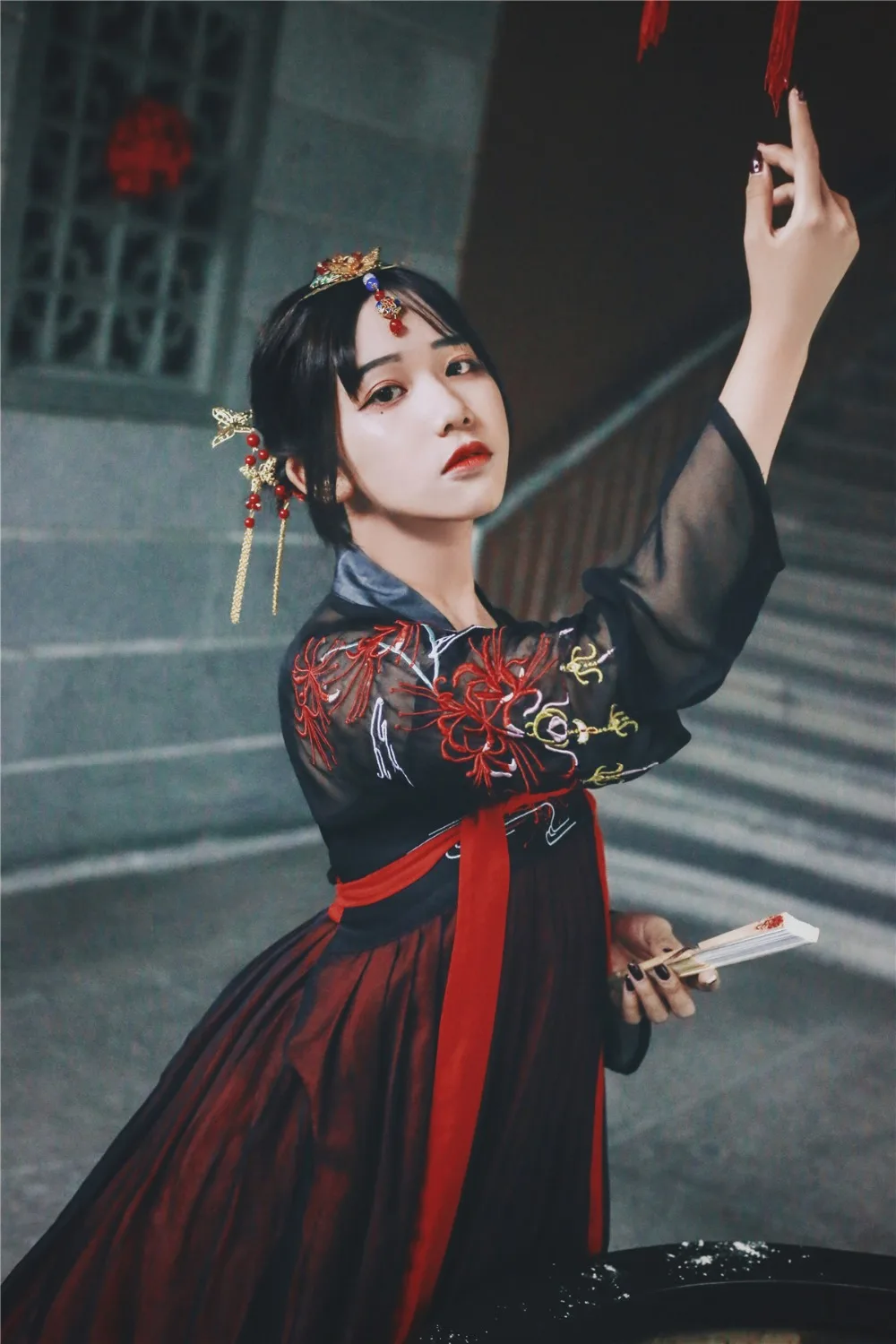 Hanfu черные сценические костюмы, костюм для китайского традиционного танца, костюм для восточных фестивалей, одежда для народных выступлений DC1808