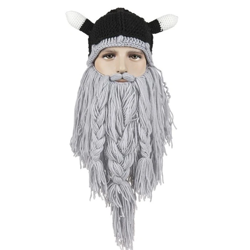 Мужские варварские Vagabond Viking Beanie Horn шапки женские ручной работы зимние теплые