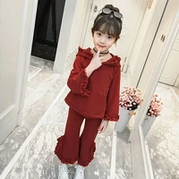newest baby girls clothes set solid color long sleeved tops pants 2pcs outfits kids girls clothing childrens suits age 2 10yrs