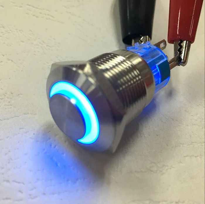 

Whole 20 pcs a lot Mounting hole size 19MM Stainless Steel Metal Push Button Switch Self-locking ON/OFF with LED High Flat Head