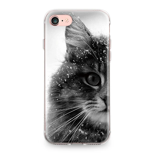 Силиконовый чехол-Бампер для Iphone 4, 4S, 5, 5S, SE, 6, 6 S, 7, 8 Plus, X, XR, XS Max, мягкий чехол-бампер из ТПУ с рисунком кота, котенка, пары