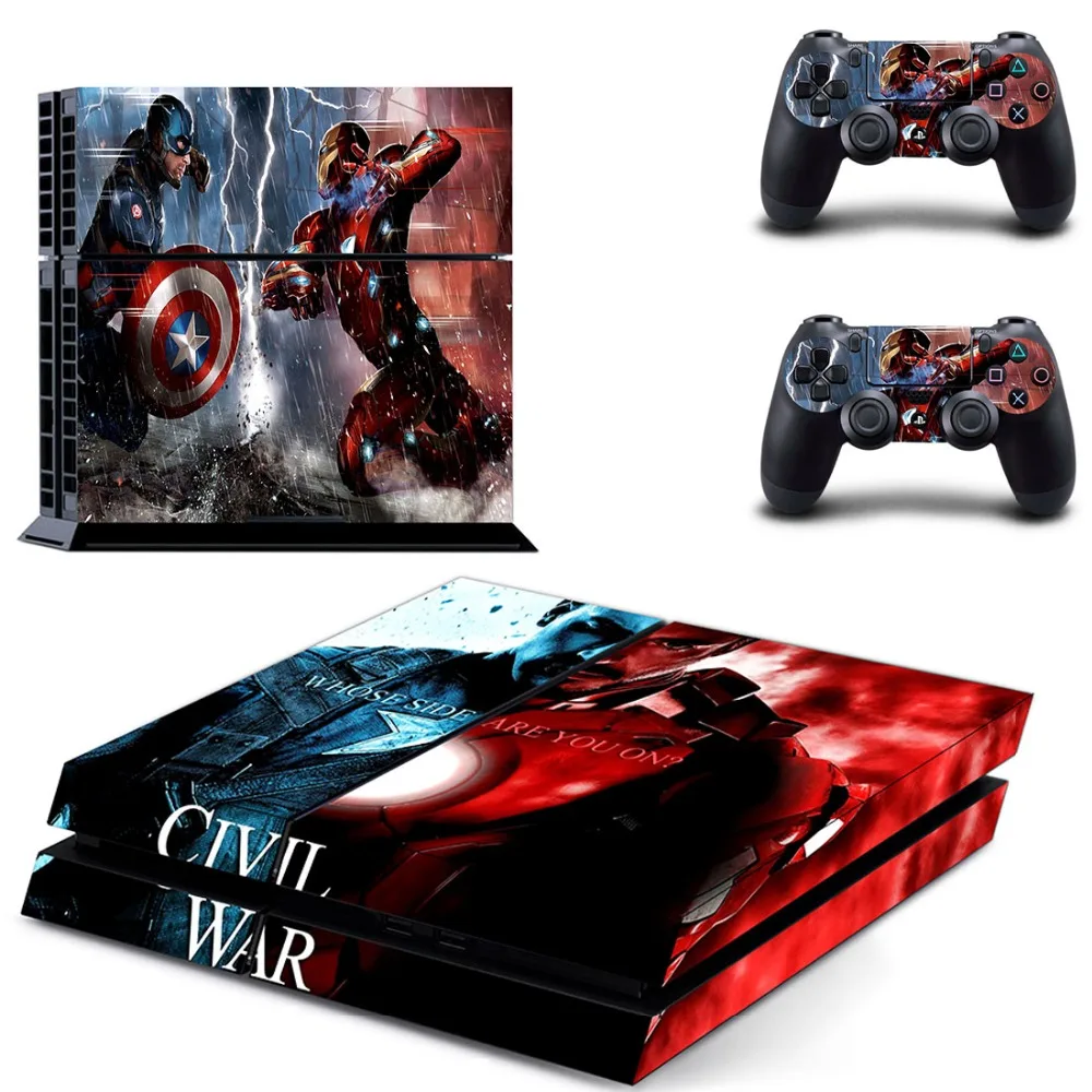 С героями комиксов Марвел, с изображением Капитана Америки, наклейка для PS4 виниловая наклейка, стикер для sony Playstation 4 консоли и 2 контроллеры наклейка для PS4 Стикеры