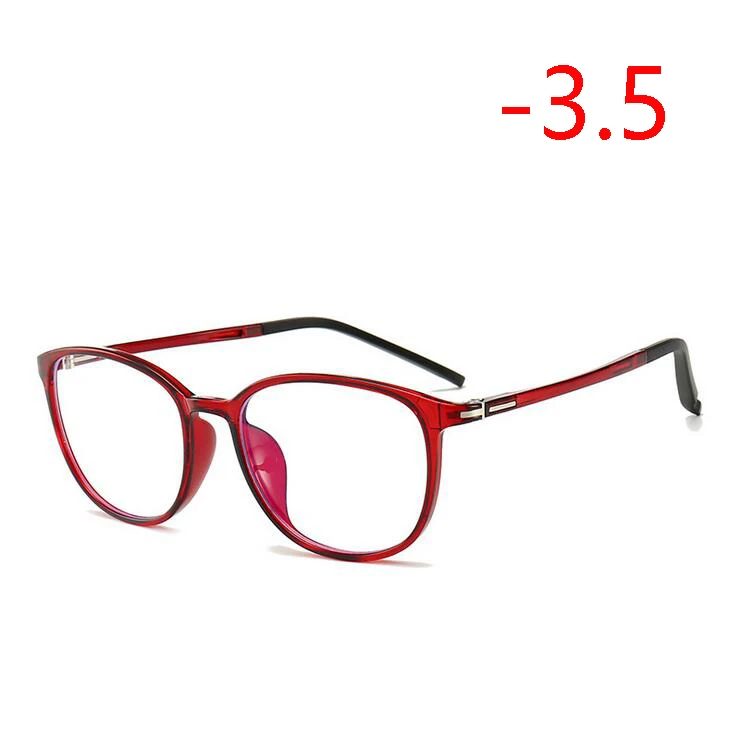 Myopia 350 1,56 асферические линзы овальные очки для близорукости с градусом Ретро ультра-светильник TR90 студенческие очки для близорукости 0~-4,0 - Цвет оправы: Myopia 350