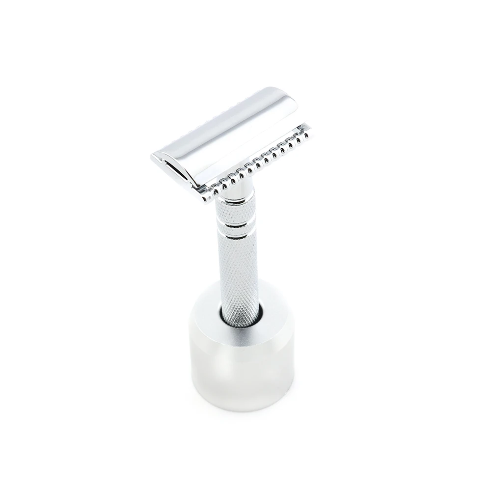 Razor base Двусторонняя Безопасная бритва для бритья, серебряная ручная бритва, классический стиль 10,8 см, латунная длинная Нескользящая ручка Lyrebird HL2, новинка - Цвет: Razor base