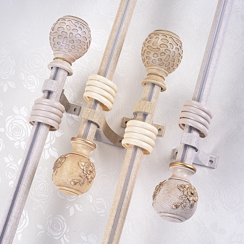 

Quality 3D texture craft 28mm 1.125-IN Dia. high density single curtain Aluminum rod+offwhite URN finial+bracket+Good loading