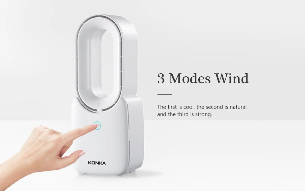 KONKA kf-uw1cd мини охлаждающий вентилятор, USB Перезаряжаемый Настольный вентилятор с кожаным циклом, 3 скорости, регулируемый светодиодный светильник 5 видов
