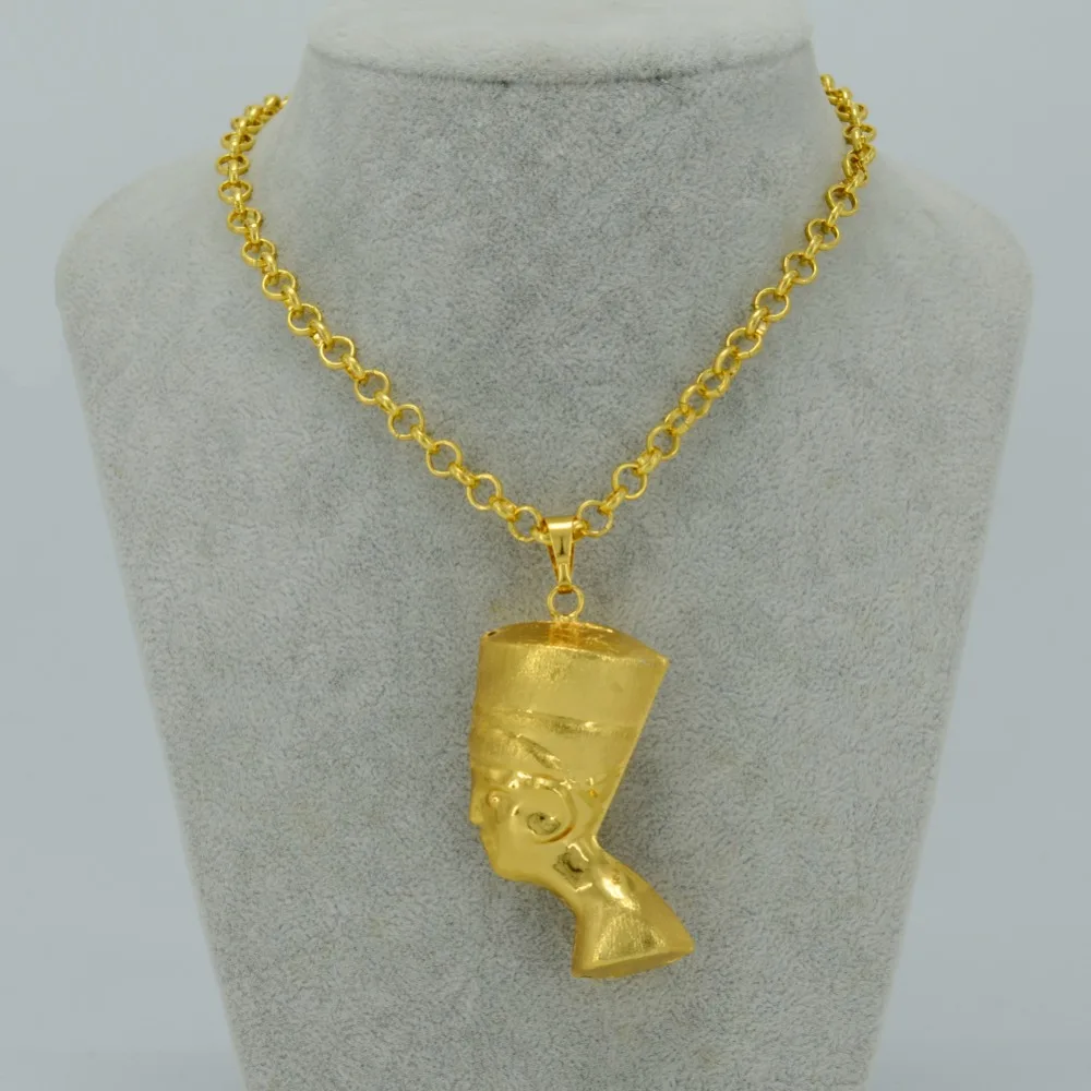 Ожерелье с кулоном Anniyo 3D египетская королева Nefertiti ювелирные изделия цвет золото