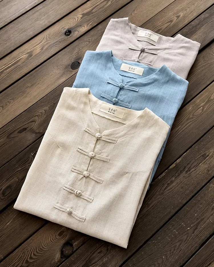 Женская Длинная блузка из хлопка и льна в китайском стиле повседневная