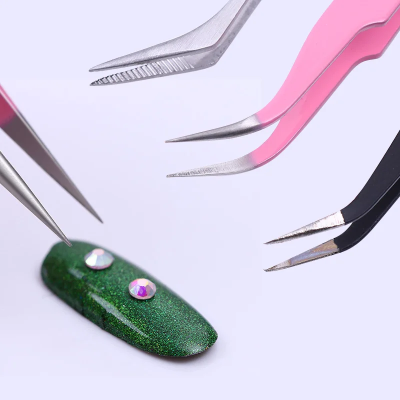 2 шт. прямые и изогнутые пинцеты для дизайна ногтей накладные ресницы пинцет