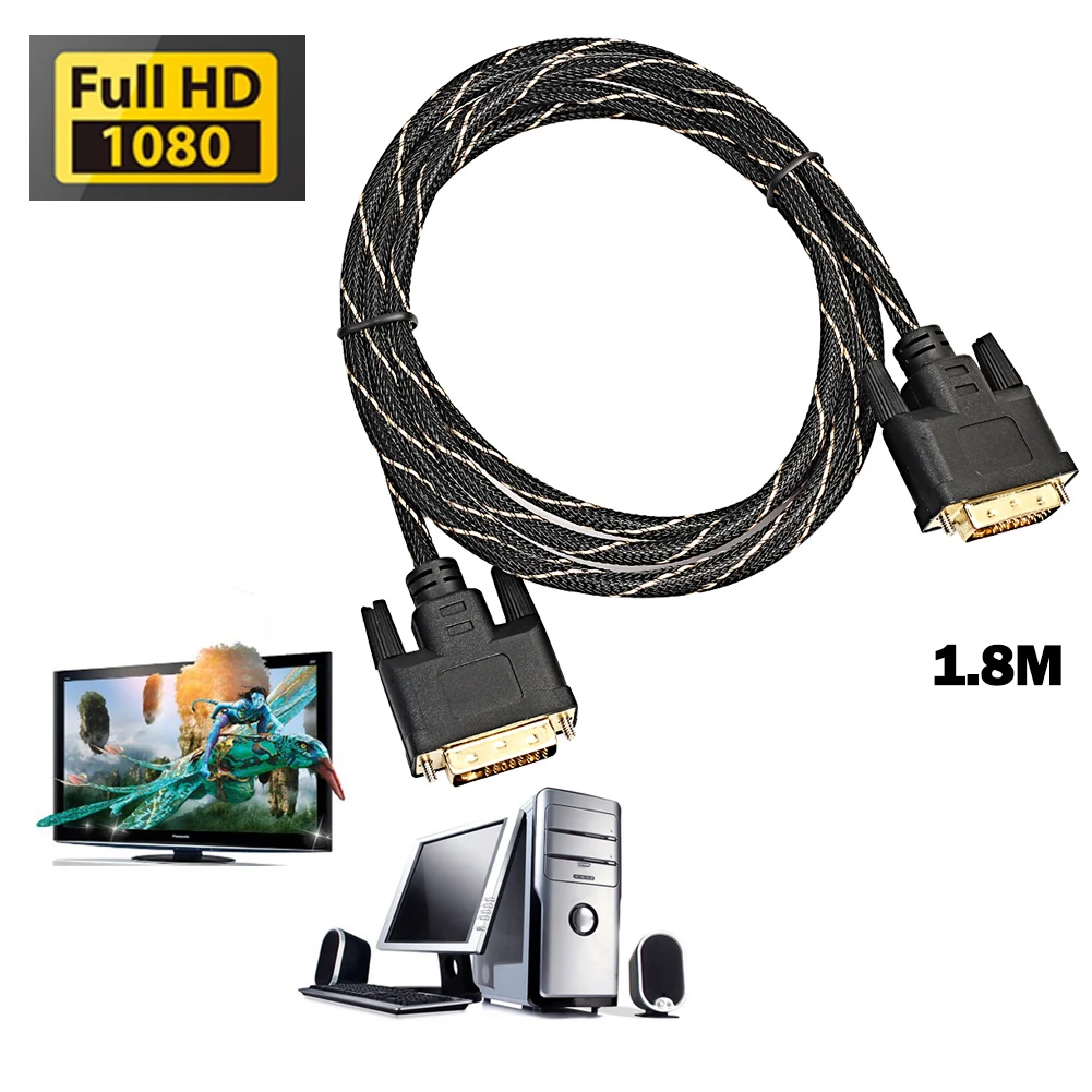 Цифровой Монитор DVI D к DVI-D 24+ 1 золотой штыревой Двойной Канал HD ТВ Кабель DVI к DVI кабель для цифровых CRT дисплеев 0,5 M-3 M
