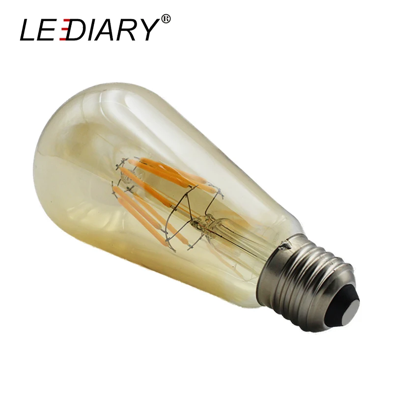Светодиодный Dimmable 8 Вт 220 В ST64 E27 винтажное Янтарное стекло светодиодный