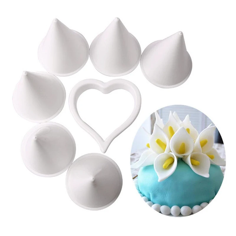 7PCS/Set Calla Lily Former Flower Modelling Cutter Gum Paste Cake Decor Tool | Дом и сад
