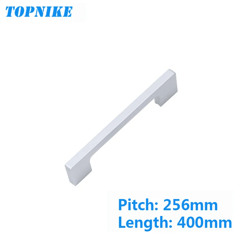 Silver-L-400mm TOPNIKE ручки шкафа матовый черный/матовый серебристый два цвета дополнительно Европейский стиль ручка кухонного шкафа Ручка для ящика двери шкафа - Цвет: Silver-L-400mm