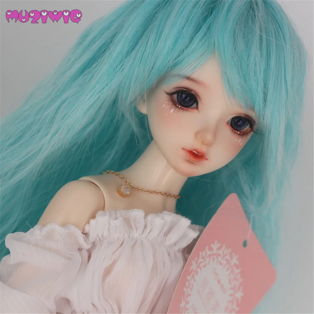 MUZIWIG термостойкие волокна большой кудрявый голубой Парики Для 1/3 1/4 1/6 BJD куклы