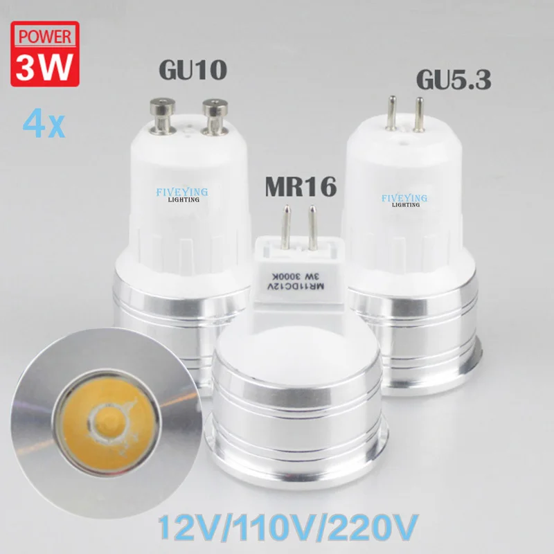 Светодиодная лампа MR11 4 шт. теплый белый свет 3 Вт 12 В 35 мм диаметр мини MR16 GU4