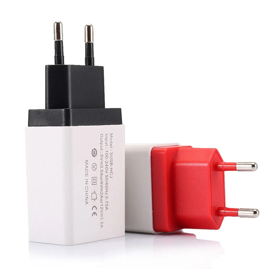 BEHATRD EU Plug Travel Charger Mobile Phone 5V 2A 3USB Charging Wall Adapter for Samsug S8 S9 #y4 | Мобильные телефоны и