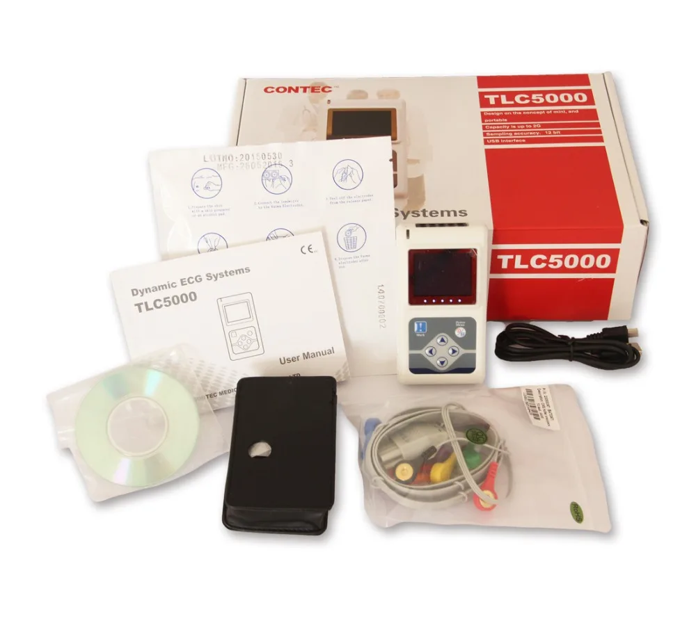 Contec производитель доставка 12 Каналы TLC5000 ручной ЭКГ/ЭКГ Холтеру мониторинга