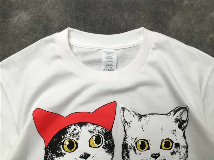 Новинка Для мужчин два способа cat футболки футболка хип-хоп скейтборд, уличная мода хлопковая Футболка kenye S-XXL# K67