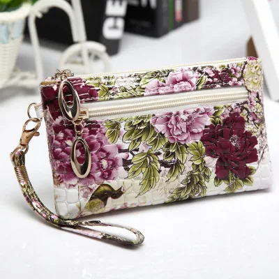fashion lady wrislet bag women's flower floral print mini clutch luxury wallet and shiny pu leather purse free shipping|bag shoe|bags picbag paper