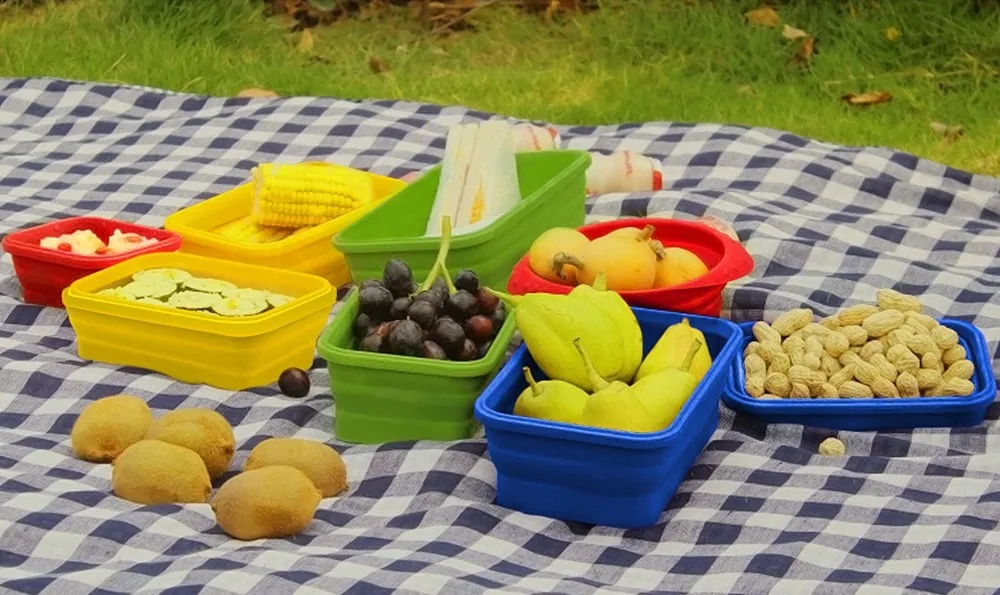 WALFOS 2017 Новый Силиконовый Складной Переносной Контейнер для хранения бенто|bento