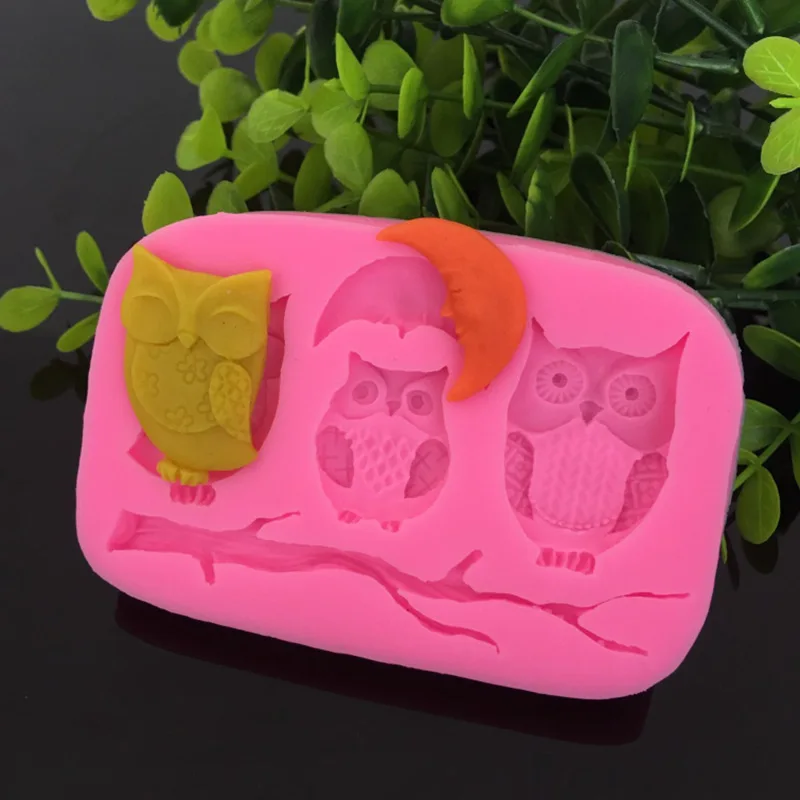 Симпатичные совы Луна силиконовая форма Дизайнер DIY штукатурка бетон 3D стеновая
