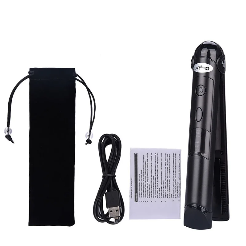 

Mini Wireless USB Rechargeable Hair Straightener Curler 3D floating Double Heating Plate 2 in 1 Hair Curling Iron Flat Iron P49