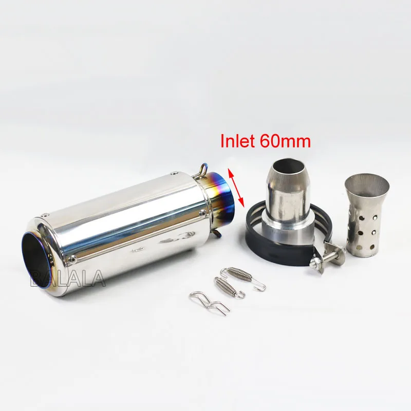 60MM Stainless steel 51 мм 60 мм Мотоцикл Универсальный выхлоп с дБ убийца выхлопа из нержавеющей стали/углеродного волокна для SC выхлопной трубы помощь скорости - Цвет: 60MM Stainless steel