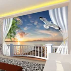 Настенные обои по индивидуальному заказу, 3D балконные занавески, морской пейзаж, Декор для дома, гостиной, дивана, ТВ-фона, Настенные обои
