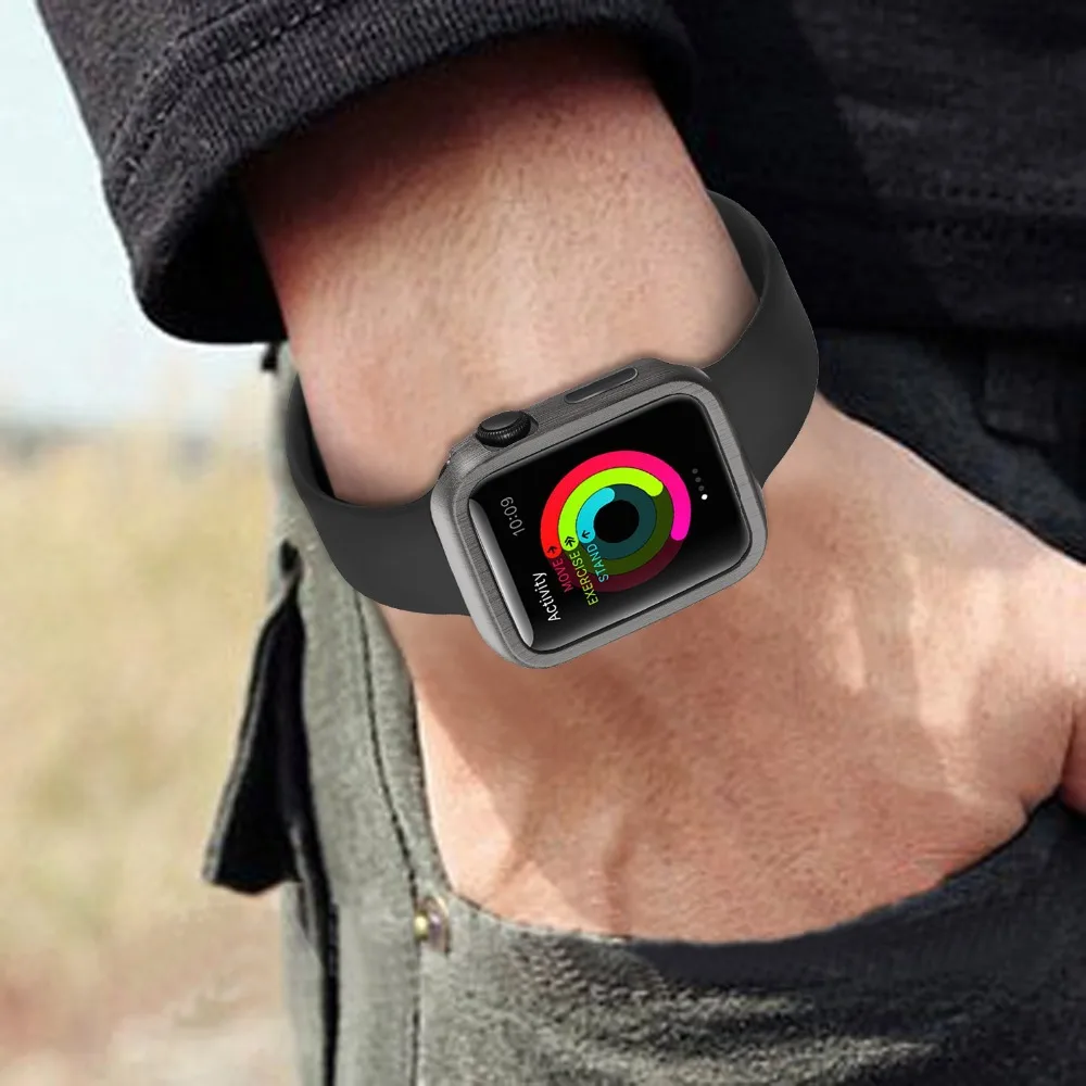 Проволочный чехол с текстурой для iWatch Series 3 2 1, жесткий чехол с рамкой для ПК, устойчивый к царапинам ударопрочный чехол для ПК 38/42 мм