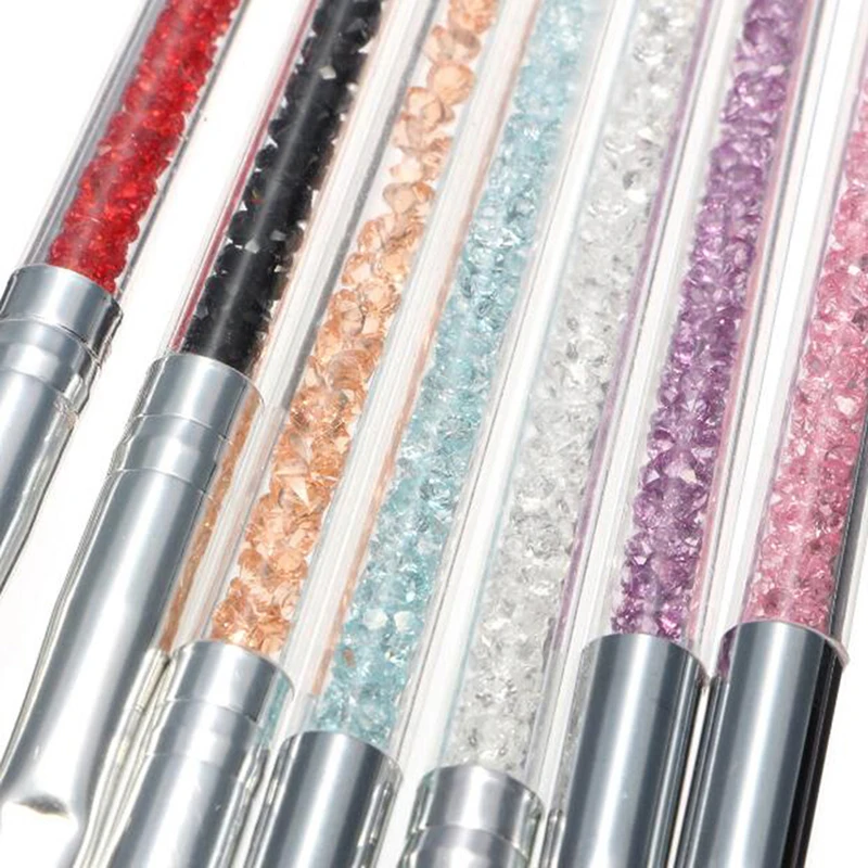 1 шт. кисть для дизайна ногтей стразы алмазная ручка металлическая акриловая