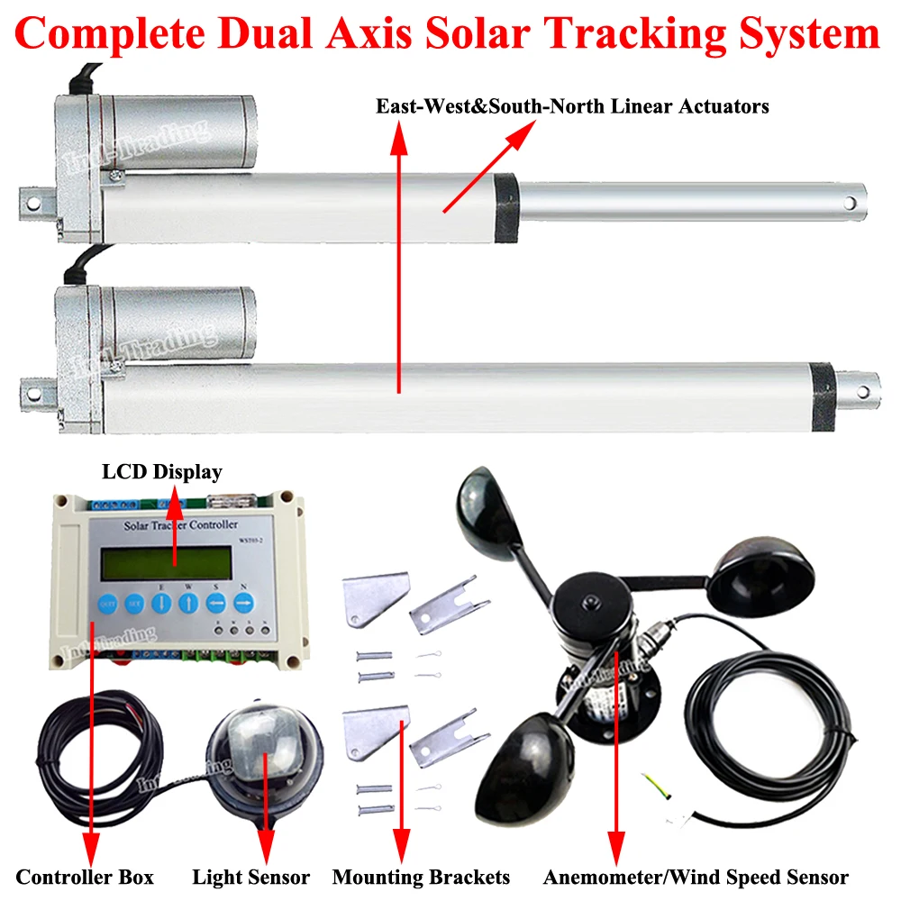 Полный трекер слежения за солнечной батареей с двумя осями W/ 6 &quotEast West &amp 12&quot South
