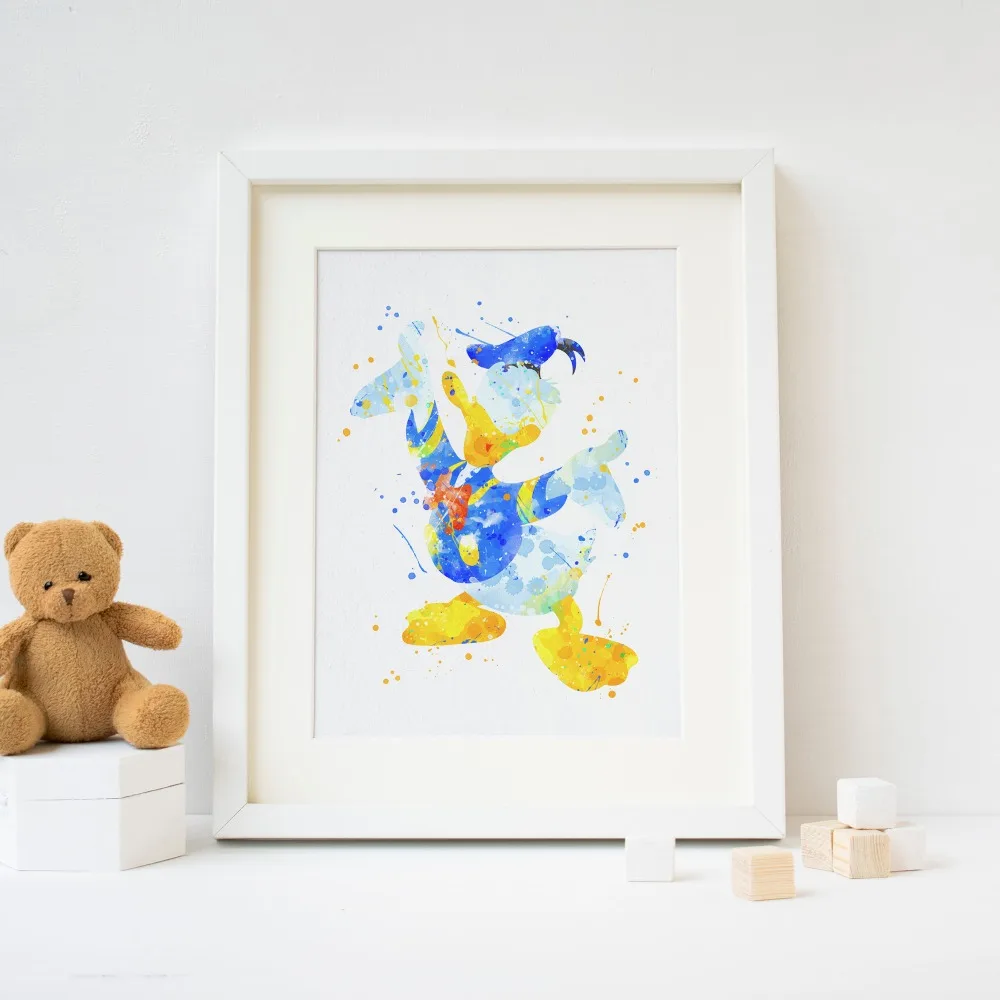 Рисунок Дональда Дака. Акварельная печать плакатов Декор стен для детской