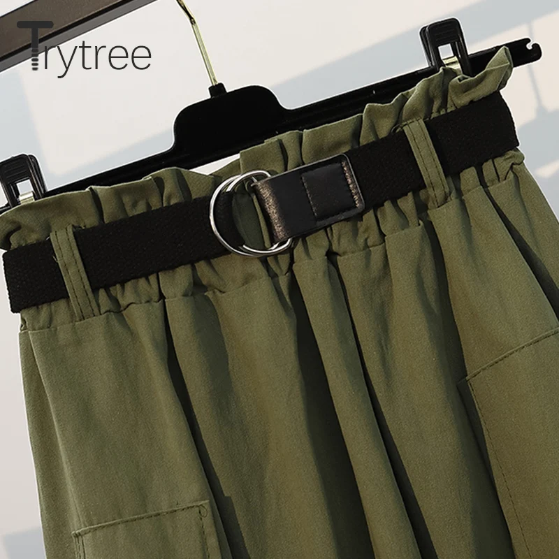 Trytree/летний женский костюм из двух предметов повседневные однотонные хлопковые