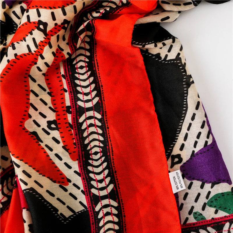 

2018 Spain Luxury Brand Geometric Viscose Shawl Scarf Print Thick Oversize Muffle Autumn Winter Warm Hijab Sjaal Foulards Muslim