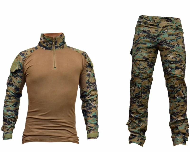 CQC Tactical Airsoft Military Army Combat BDU Uniform Shirt & Pants Set Gen2 Camouflage Outdoor Paintball Hunting Digi-Woodland | Спорт и