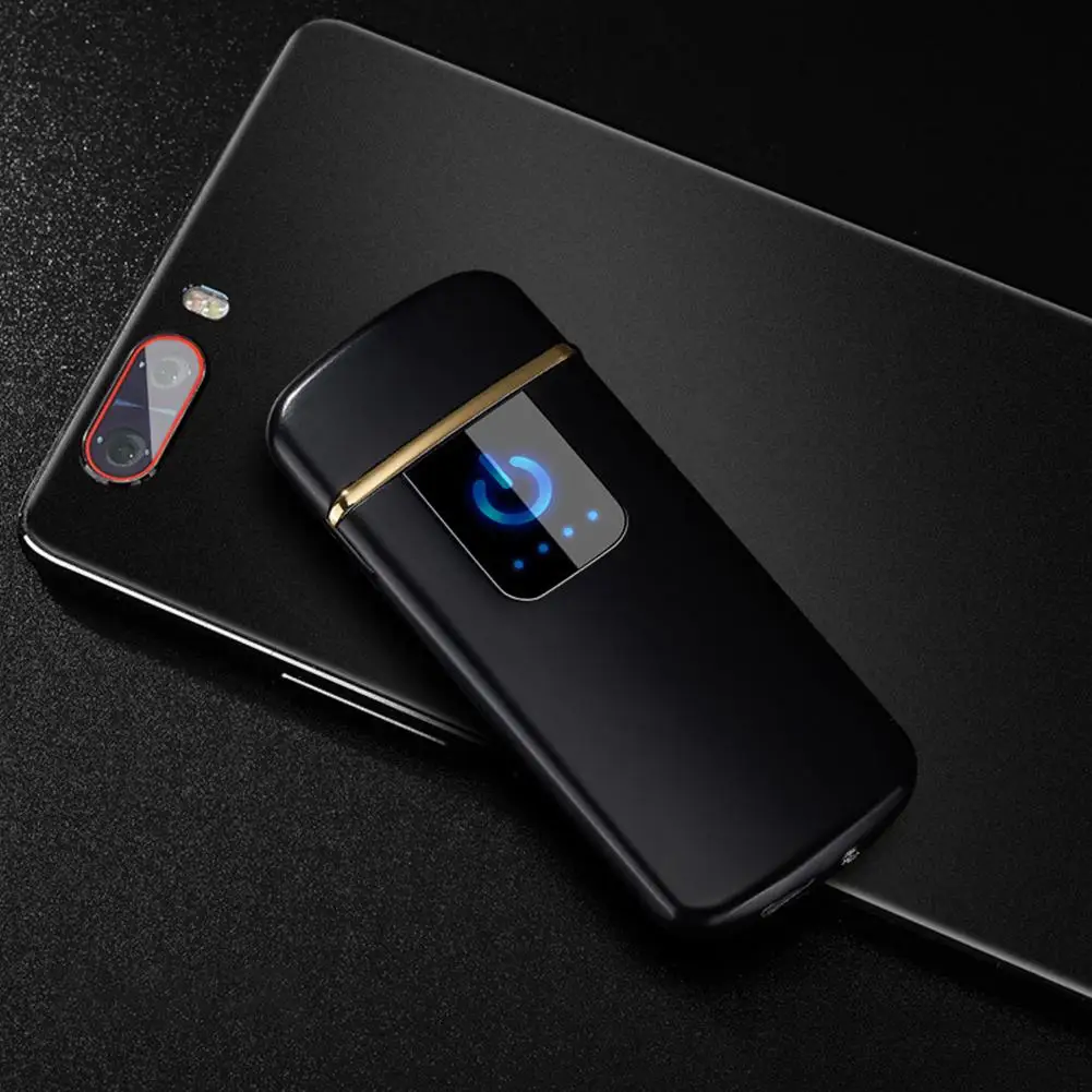 No power display Новая USB зарядка Зажигалка Тонкий сенсорный экран электронные зажигалки маленькая электрическая зажигалка для сигарет перезаряжаемый подарок для мужчин - Цвет: No power display