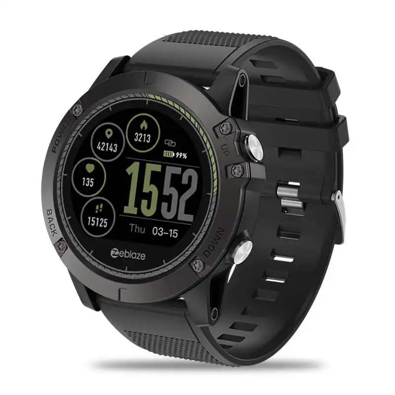 Черный Новые смарт-часы Zeblaze VIBE 3 HR IP67 водонепроницаемые носимые устройства монитор сердечного ритма ips цветной дисплей спортивные Смарт-часы - Цвет: Черный