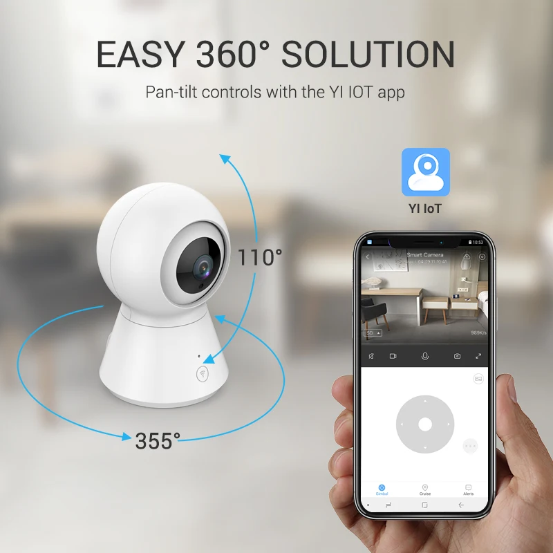 Камера видеонаблюдения YI Dome Camera 1080p | Беспроводное подключение Wi-Fi Реакция на