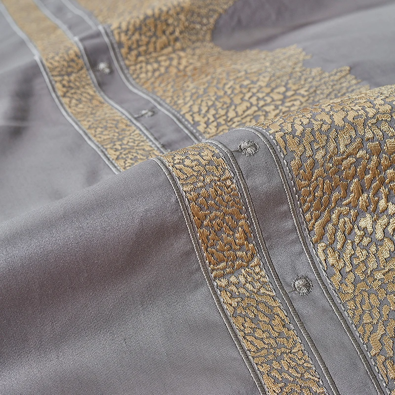

Luxury 1000 Thread Count Grey 4 Piece Bedding Sets Baroque Euro Embroidery Duvet Cover Set 100% Egyptian Cotton Queen King Size
