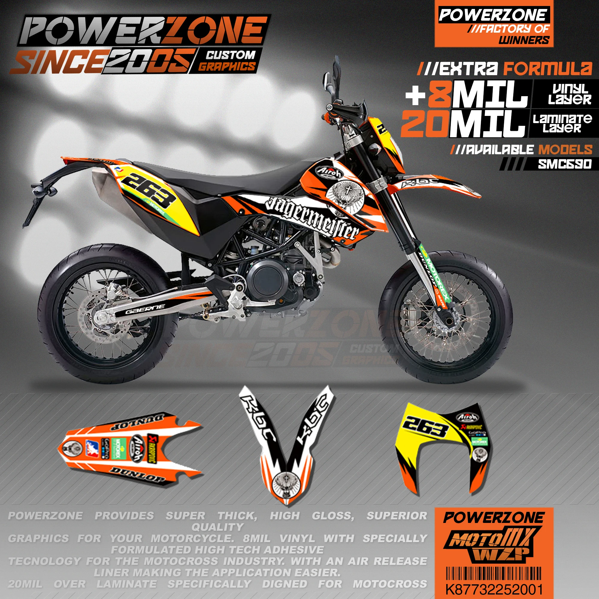 Персонализированные графические фоны PowerZone Team наклейки 3M Набор наклеек для KTM SMC690