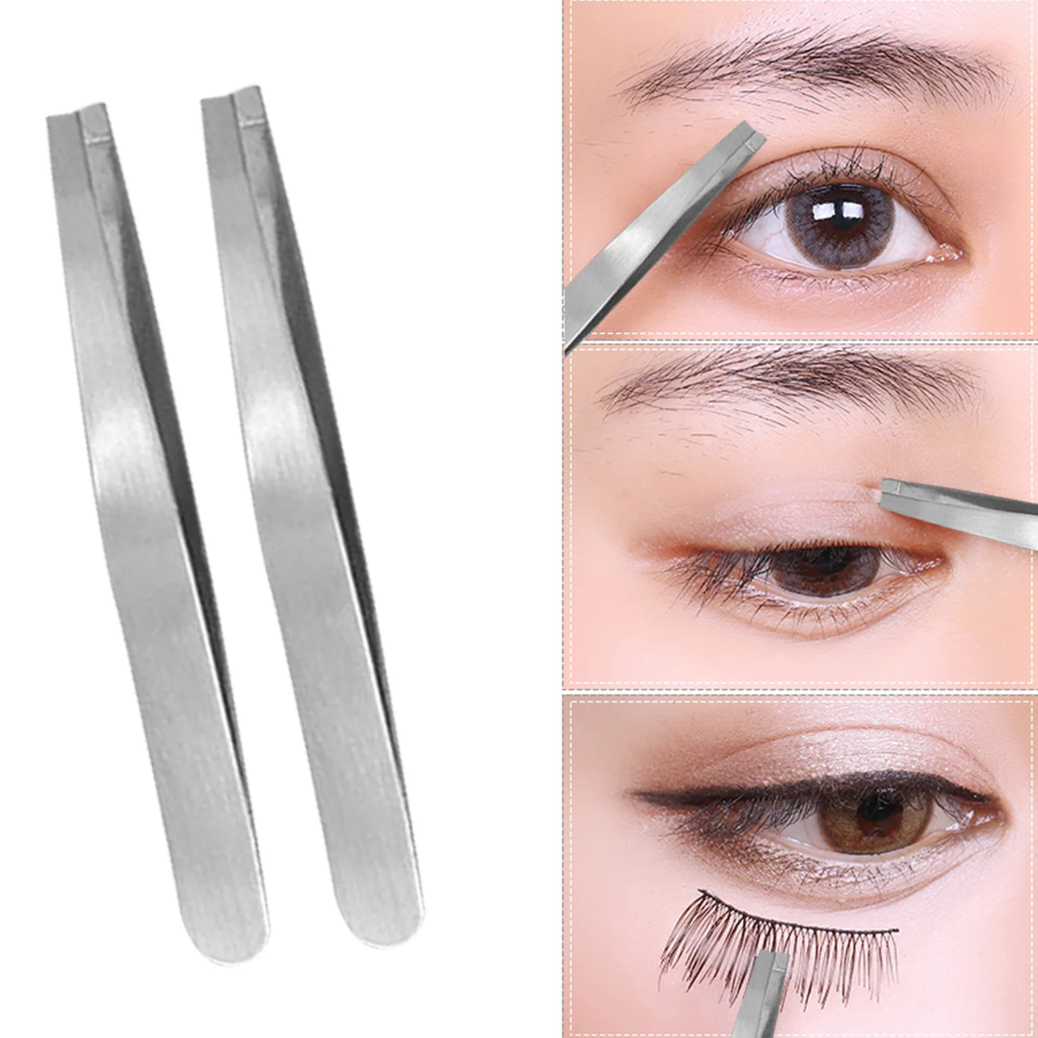 Набор пинцетов из нержавеющей стали с плоскими косыми изогнутыми острыми