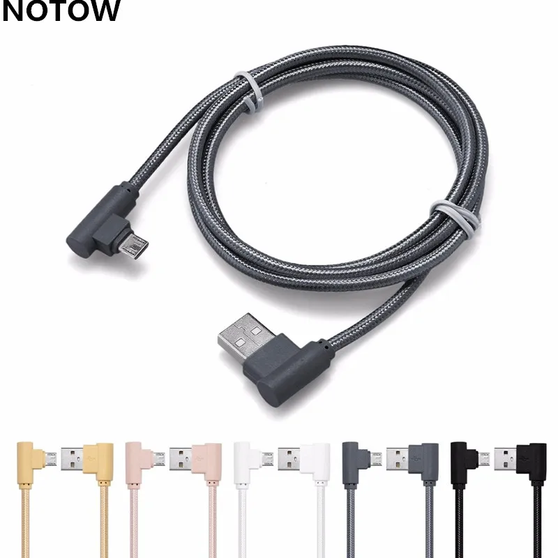 Новый нейлоновый Плетеный крючок NOTOW micro usb 2A Зарядка для android Угловой кабель 90