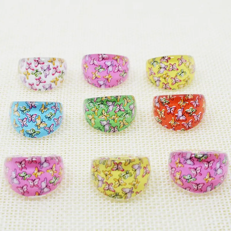 Оптовая продажа оптом 50/100 шт. милые Мультяшные маленькие кольца бабочки Детские