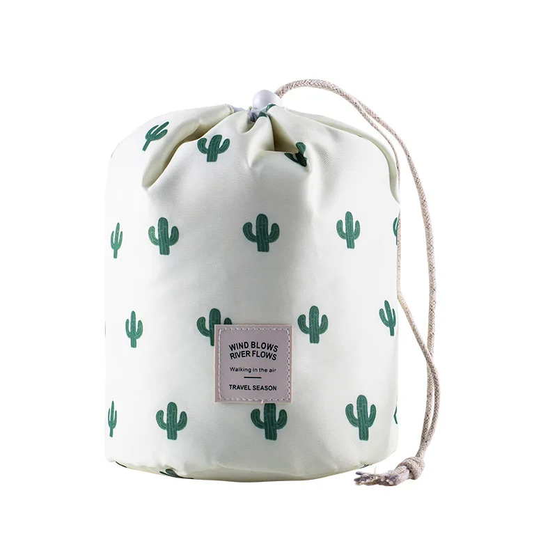 cactus Женские Модные нейлоновые косметички большой емкости, косметичка в форме бочонка для путешествий, косметичка для мытья, косметический Органайзер для ванной комнаты - Цвет: cactus
