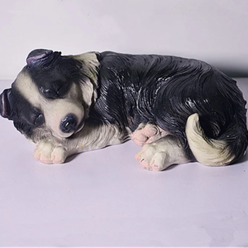 7 ''Милая статуя щенка имитация границы колли Спящая позиция креативный