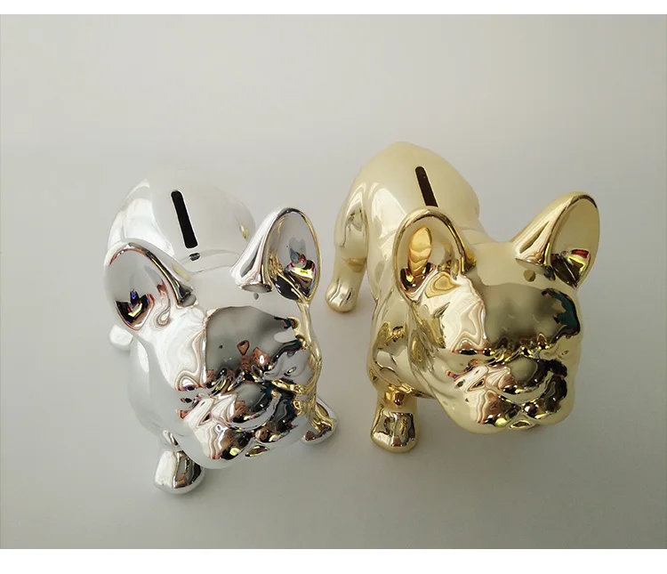 2 цвета Покрытие милый бык собака деньги Коробки имитация собака Копилка Гостиная украшения Кабинета декоративные Книги по искусству Керамика ремесла