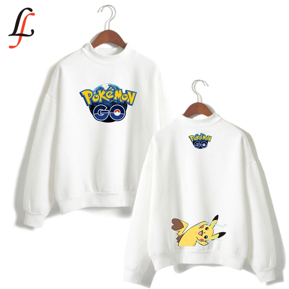 Толстовка с капюшоном и высоким воротом Pikachu Kpop Харадзюку Женская одежда