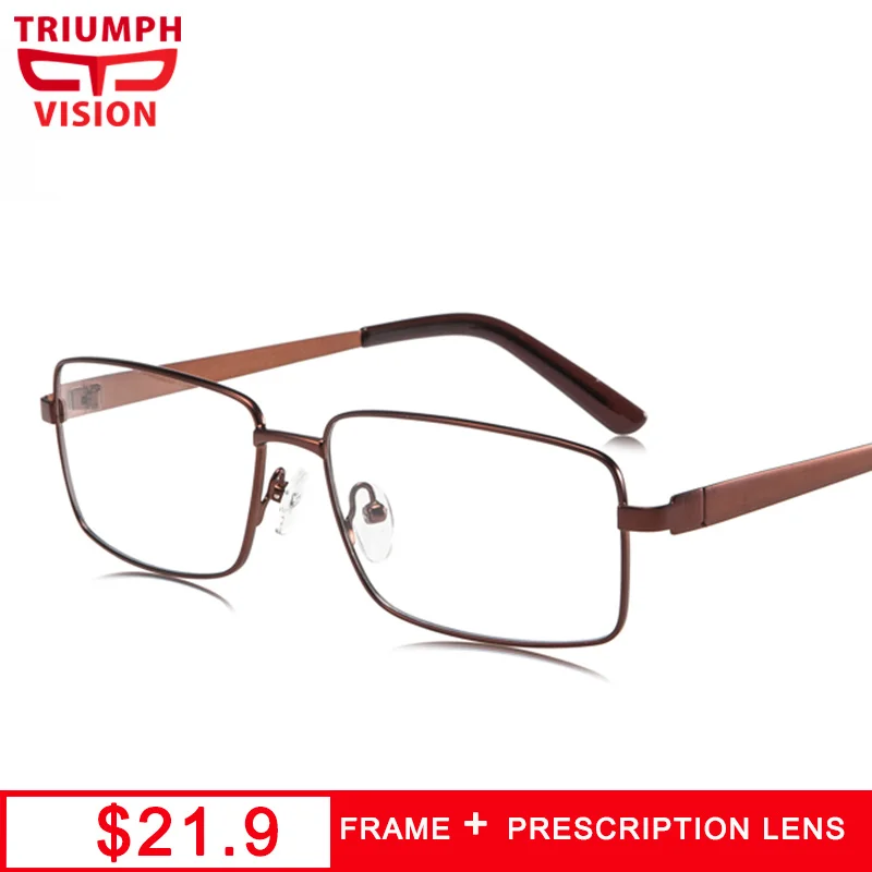 TRIUMPH VISION прямоугольные тонкие металлические очки в оправе ультралегкие по