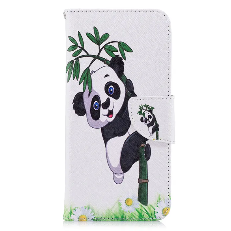 Panda Bamboo Милый чехол-книжка для телефона huawei Enjoy 7s P30 P20 P10 P9 Lite Mini Y5 II Y6 Y7 Y9 Ретро Capa кожаный чехол-кошелек D07Z - Цвет: Panda Bamboo
