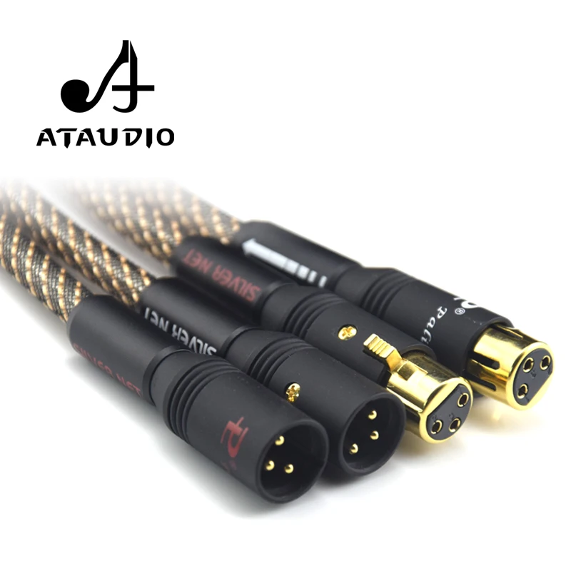Одна пара посеребренных кабелей ATAUDIO Hifi 2 XLR кабель Hi end папа мама с позолоченным